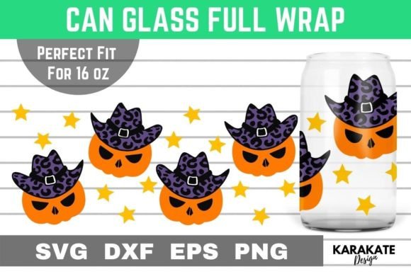 Cowboy Pumpkin, 16 Oz Can Glass Wrap SVG
