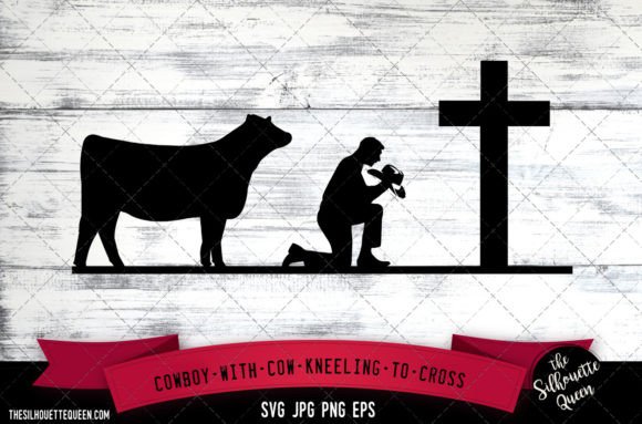 Cowboy with Cow Kneeling to Cross SVG Review