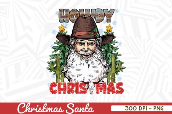 Howdy Christmas Santa Western PNG
