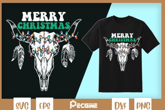 Merry Christmas Bull Skull Western Boho Embroidery Review