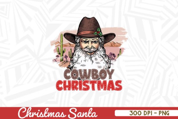 Santa Cowboy Christmas Western PNG